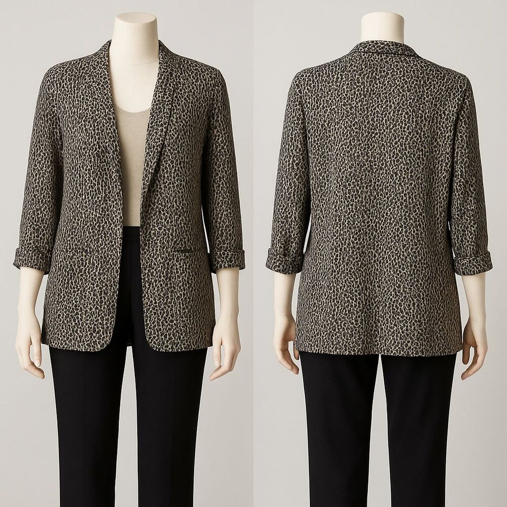 Vintage Dress Savvy New York Leopard Print Open Front Jacket Blazer Size 16